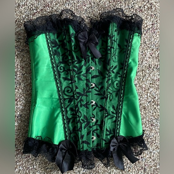 Other - Green with black lace corset Goth style top size Small